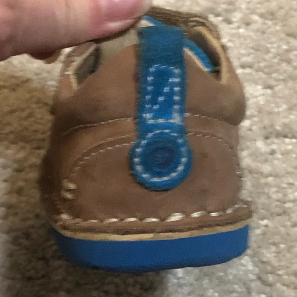 Stride Rite Hamilton Brown Leather Loafers Velcro Closure Toddler Boys Sz 5